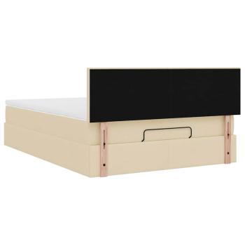 Ottoman-Bett mit Matratze Creme 140x200 cm Stoff