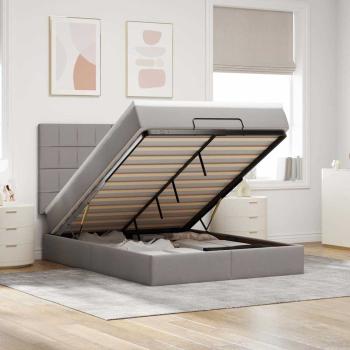 ARDEBO.de - Ottoman-Bett mit Matratze & LEDs Taupe 140x200 cm Stoff
