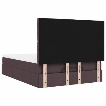 Ottoman-Bett mit Matratze & LEDs Dunkelbraun 140x200 cm Stoff