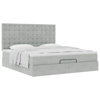 Ottoman-Bett mit Matratzen Hellgrau 180x200 cm Samt