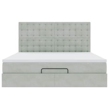 Ottoman-Bett mit Matratzen Hellgrau 180x200 cm Samt