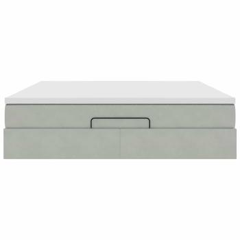 Ottoman-Bett mit Matratze Hellgrau 180x200 cm Samt