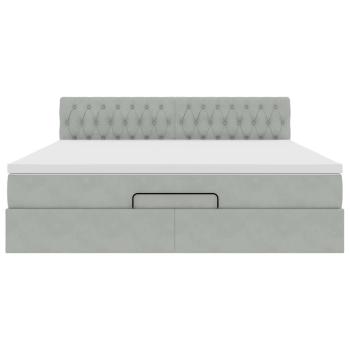 Ottoman-Bett mit Matratze Hellgrau 180x200 cm Samt