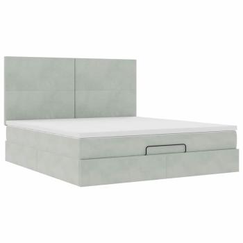 Ottoman-Bett mit Matratzen & LEDs Hellgrau 180x200 cm Samt