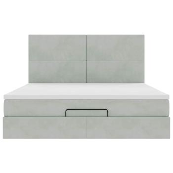 Ottoman-Bett mit Matratzen & LEDs Hellgrau 180x200 cm Samt
