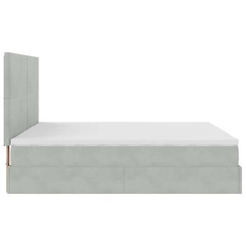 Ottoman-Bett mit Matratzen & LEDs Hellgrau 180x200 cm Samt