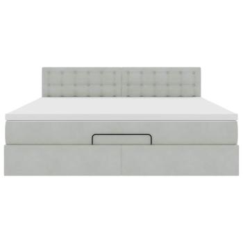 Ottoman-Bett mit Matratze & LEDs Hellgrau 180x200 cm Samt