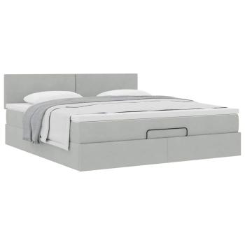 Ottoman-Bett mit Matratze Hellgrau 180x200 cm Samt