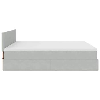 Ottoman-Bett mit Matratze Hellgrau 180x200 cm Samt