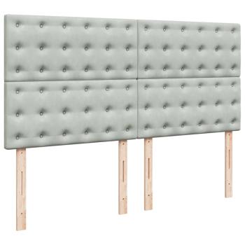 Ottoman-Bett mit Matratzen & LEDs Hellgrau 180x200 cm Samt