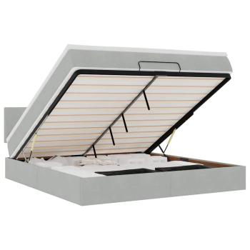 Ottoman-Bett mit Matratze & LEDs Hellgrau 180x200 cm Samt