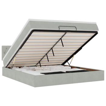 Ottoman-Bett mit Matratze & LEDs Hellgrau 180x200 cm Samt