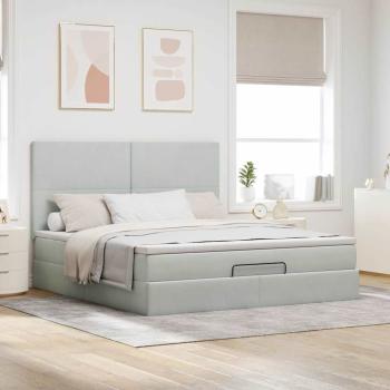 Ottoman-Bett mit Matratzen Hellgrau 180x200 cm Samt