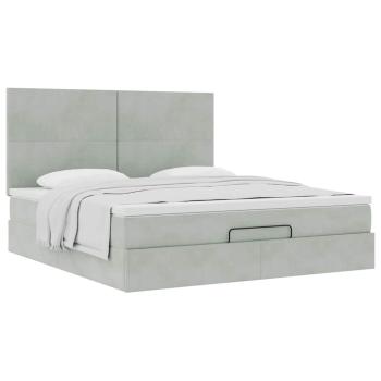Ottoman-Bett mit Matratzen Hellgrau 180x200 cm Samt