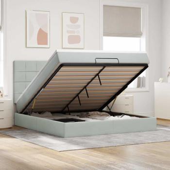 ARDEBO.de - Ottoman-Bett mit Matratzen & LEDs Hellgrau 180x200 cm Samt