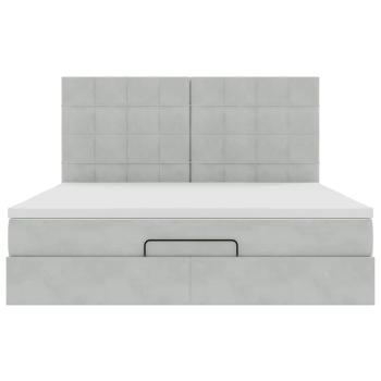 Ottoman-Bett mit Matratzen & LEDs Hellgrau 180x200 cm Samt