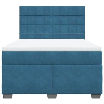 Boxspringbett mit Matratze Blau 140x190 cm Samt