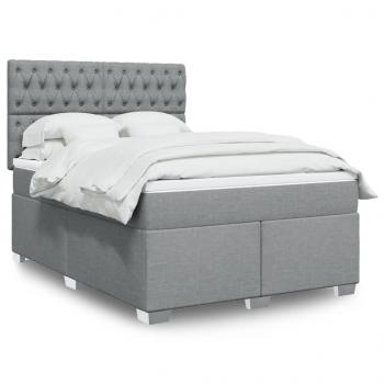 ARDEBO.de - Boxspringbett mit Matratze Hellgrau 140x190 cm Stoff