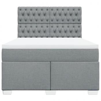 Boxspringbett mit Matratze Hellgrau 140x190 cm Stoff