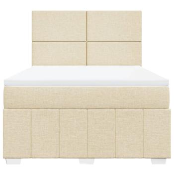 Boxspringbett mit Matratze Creme 140x190 cm Stoff