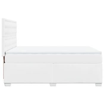 Boxspringbett mit Matratze Weiß 140x190 cm Kunstleder