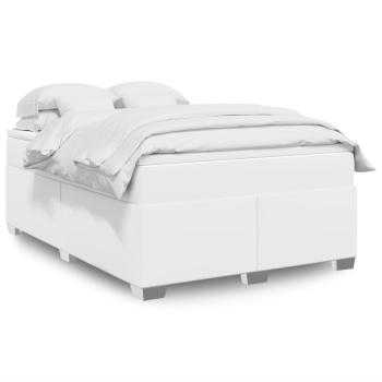 ARDEBO.de - Boxspringbett mit Matratze Weiß 140x190 cm Kunstleder