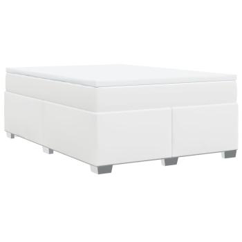Boxspringbett mit Matratze Weiß 140x190 cm Kunstleder