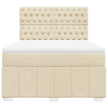 Boxspringbett mit Matratze Creme 140x190 cm Stoff