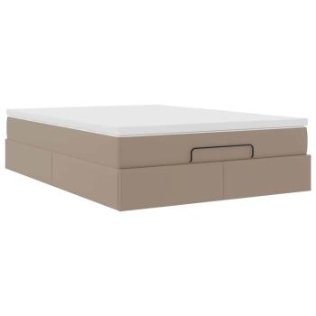 ARDEBO.de - Ottoman-Bett mit Matratze Cappuccino-Braun 140x190cm Kunstleder