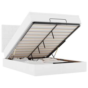 Ottoman-Bett mit Matratze & LEDs Weiß 140x190 cm Kunstleder