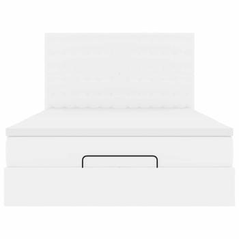 Ottoman-Bett mit Matratze & LEDs Weiß 140x190 cm Kunstleder