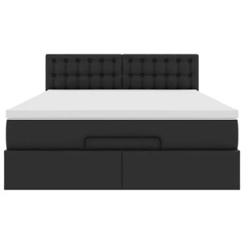 Ottoman-Bett mit Matratzen & LEDs Schwarz 140x190 cm Kunstleder