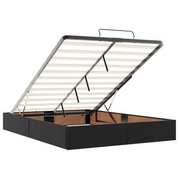 Ottoman-Bett mit Matratzen & LEDs Schwarz 140x190 cm Kunstleder