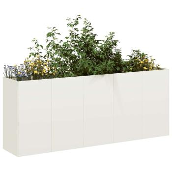 ARDEBO.de - Pflanzkübel Weiß 200x40x80 cm Kaltgewalzter Stahl