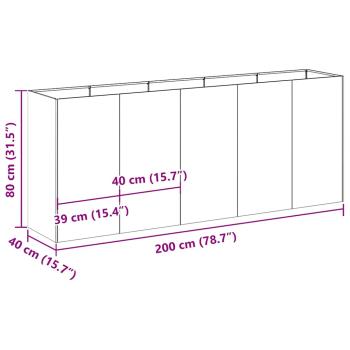 Pflanzkübel Weiß 200x40x80 cm Kaltgewalzter Stahl