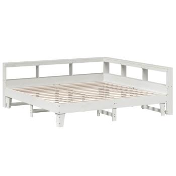 Massivholzbett mit Regal ohne Matratze Weiß 200x200 cm Kiefer