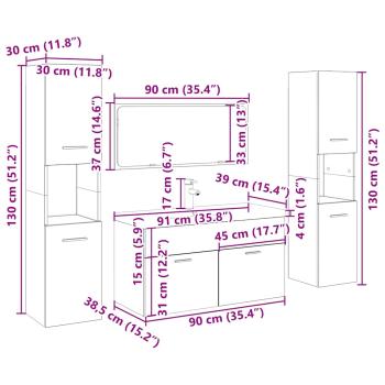 5-tlg. Badmöbel-Set Altholz-Optik Holzwerkstoff