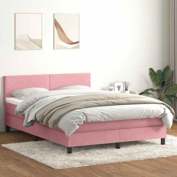 ARDEBO.de - Boxspringbett mit Matratze Rosa 140x220 cm Samt