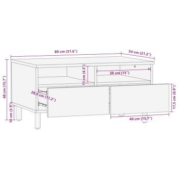 Couchtisch Braun 80x54x40 cm Massivholz Mango