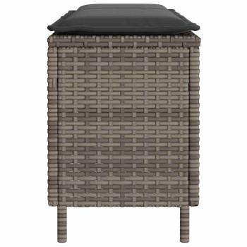 Gartenbank mit Kissen Grau 110x30x40,5 cm Poly Rattan