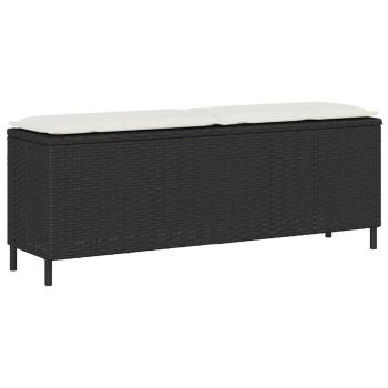 ARDEBO.de - Gartenbank mit Kissen Schwarz 110x30x40,5 cm Poly Rattan