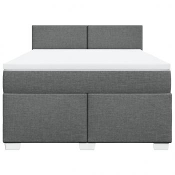 Boxspringbett mit Matratze Dunkelgrau 140x190 cm Stoff