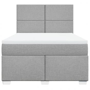 Boxspringbett mit Matratze Hellgrau 140x190 cm Stoff