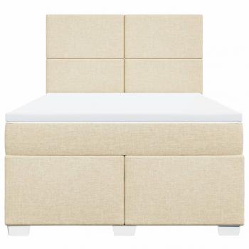 Boxspringbett mit Matratze Creme 140x190 cm Stoff