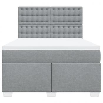 Boxspringbett mit Matratze Hellgrau 140x190 cm Stoff