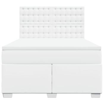 Boxspringbett mit Matratze Weiß 140x190 cm Kunstleder