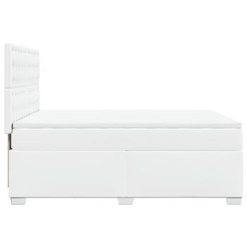 Boxspringbett mit Matratze Weiß 140x190 cm Kunstleder