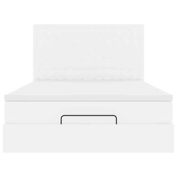 Ottoman-Bett mit Matratze Weiß 140x190 cm Kunstleder