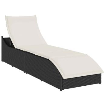 ARDEBO.de - Klappliege mit Auflage und Stauraum Schwarz Poly-Rattan