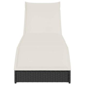 Klappliege mit Auflage und Stauraum Schwarz Poly-Rattan